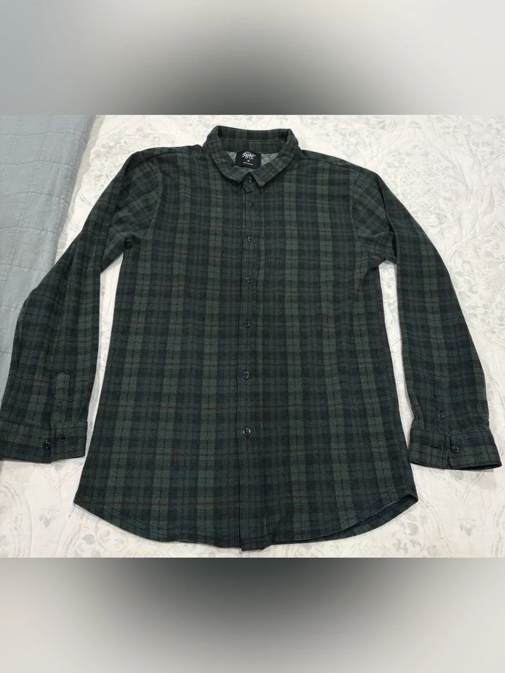 Eighty Eight Soft Plaid Button Down Shirt Stretch Cozy Flannel Green Size 18